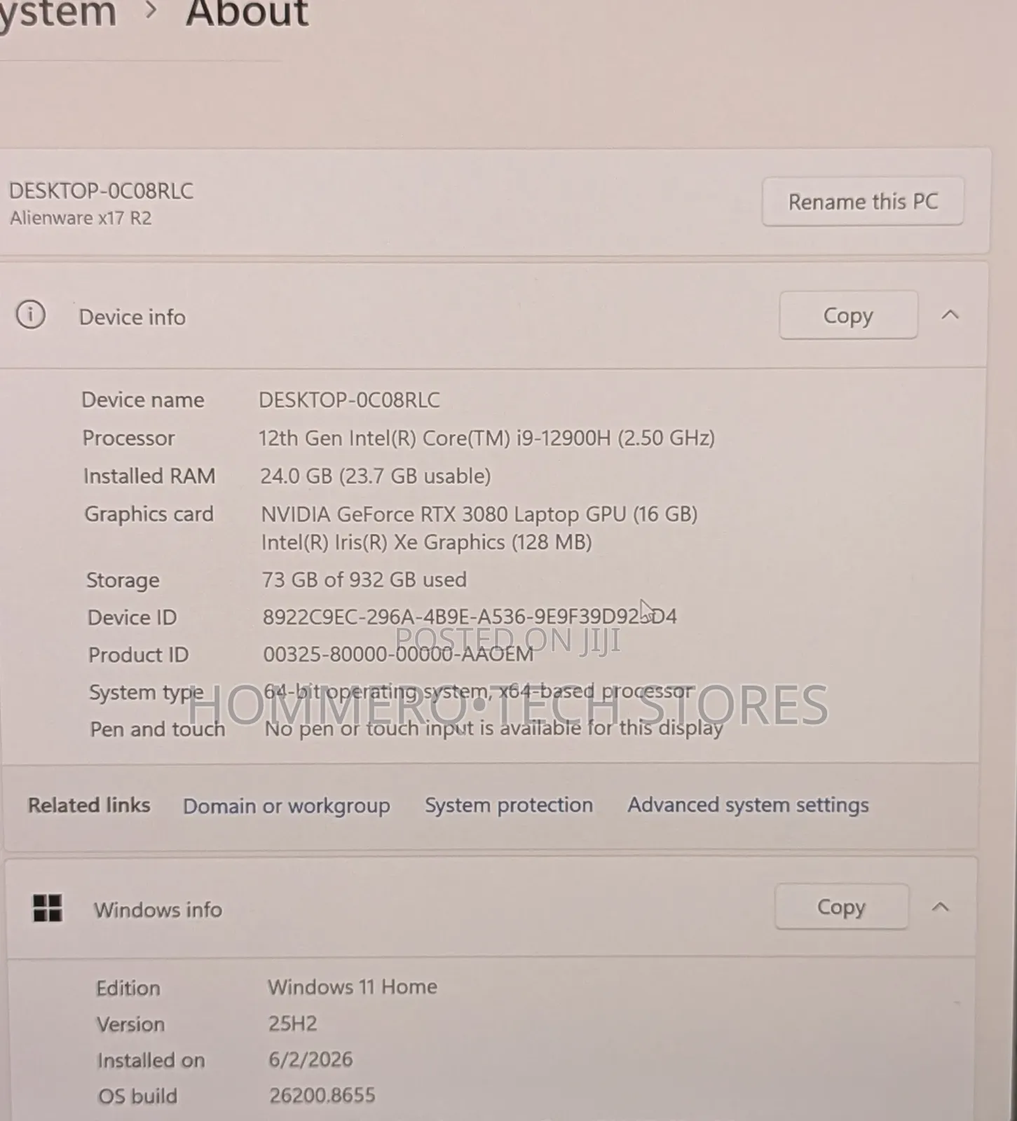 Laptop Alienware X17 R2 24GB Intel Core i9 SSD 1T