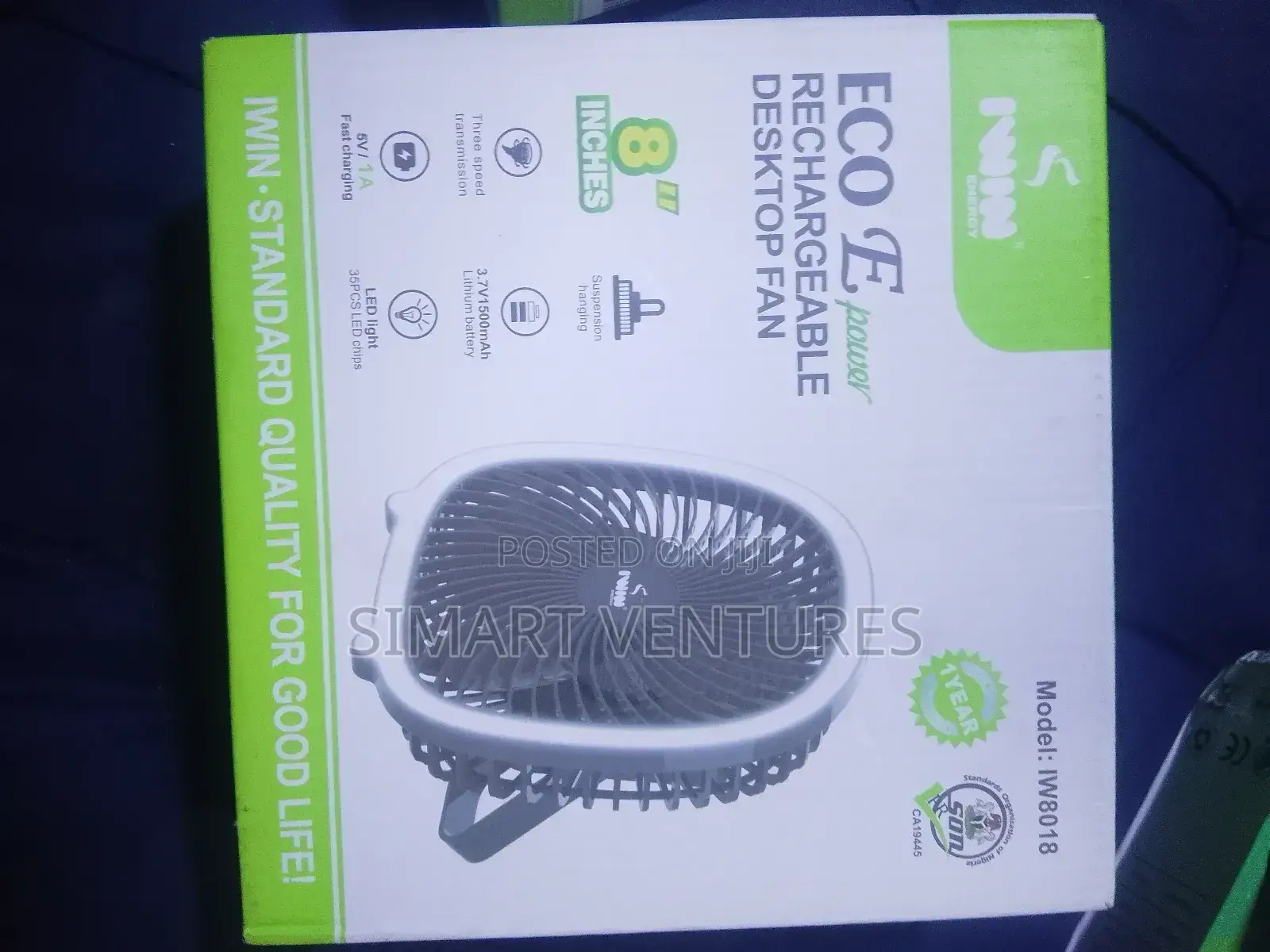 Iwin Rechargeable Desktop Fan
