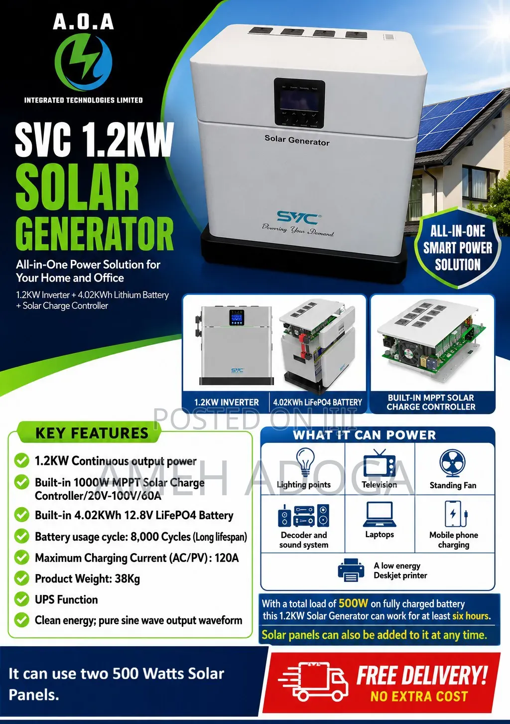 SVC 1.2KW Solar Generator With 4KWh Lithium Battery