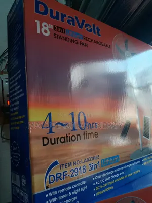 18" Duravolt Solar Rechargeable Fan
