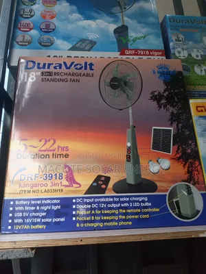 18" Duravolt Solar Rechargeable Fan