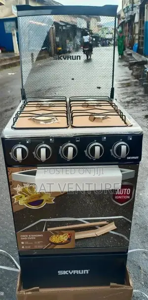 Skyrun 4-Burner Standing Gas Cooker With Gas Oven, No Auto Ignition