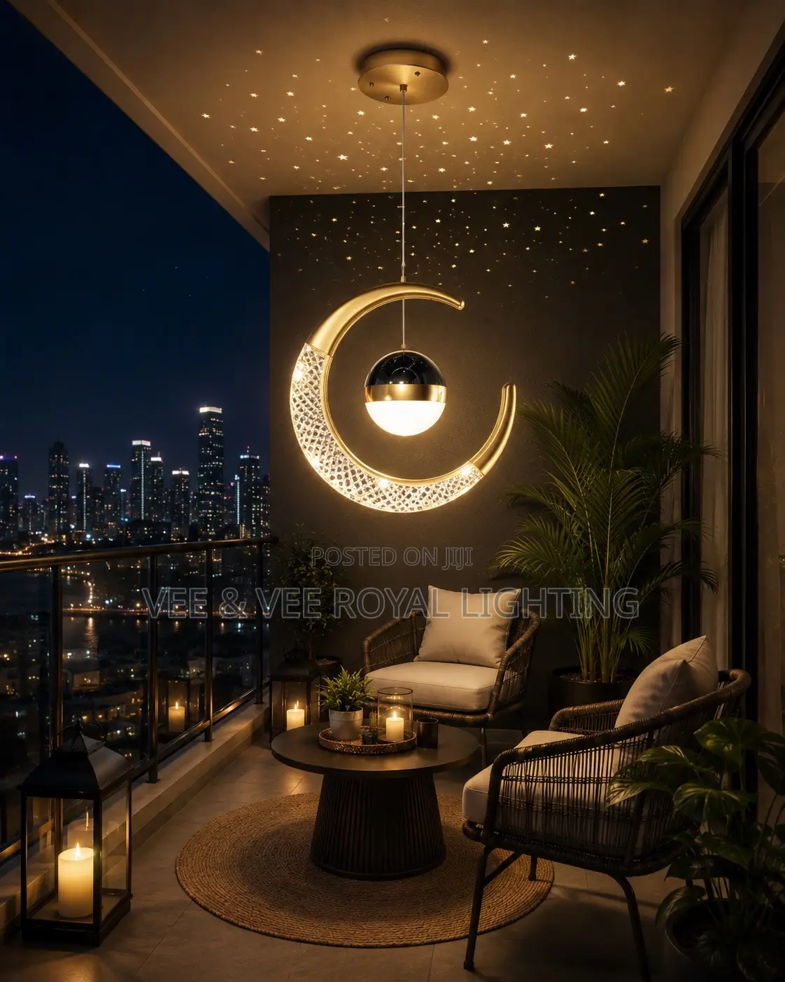 Modern Moon Starry Sky Hanging Lamp - For Dining, Sit Outs, Kitchen