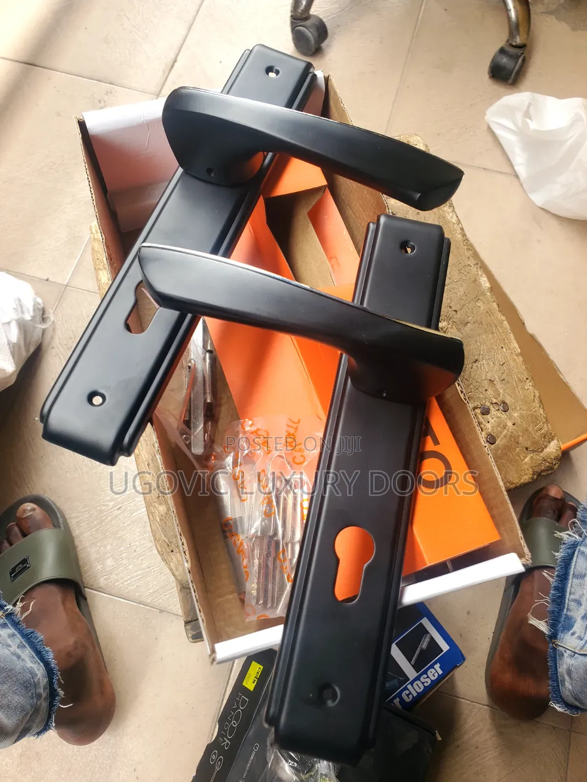 Black Lever Door Handle Set