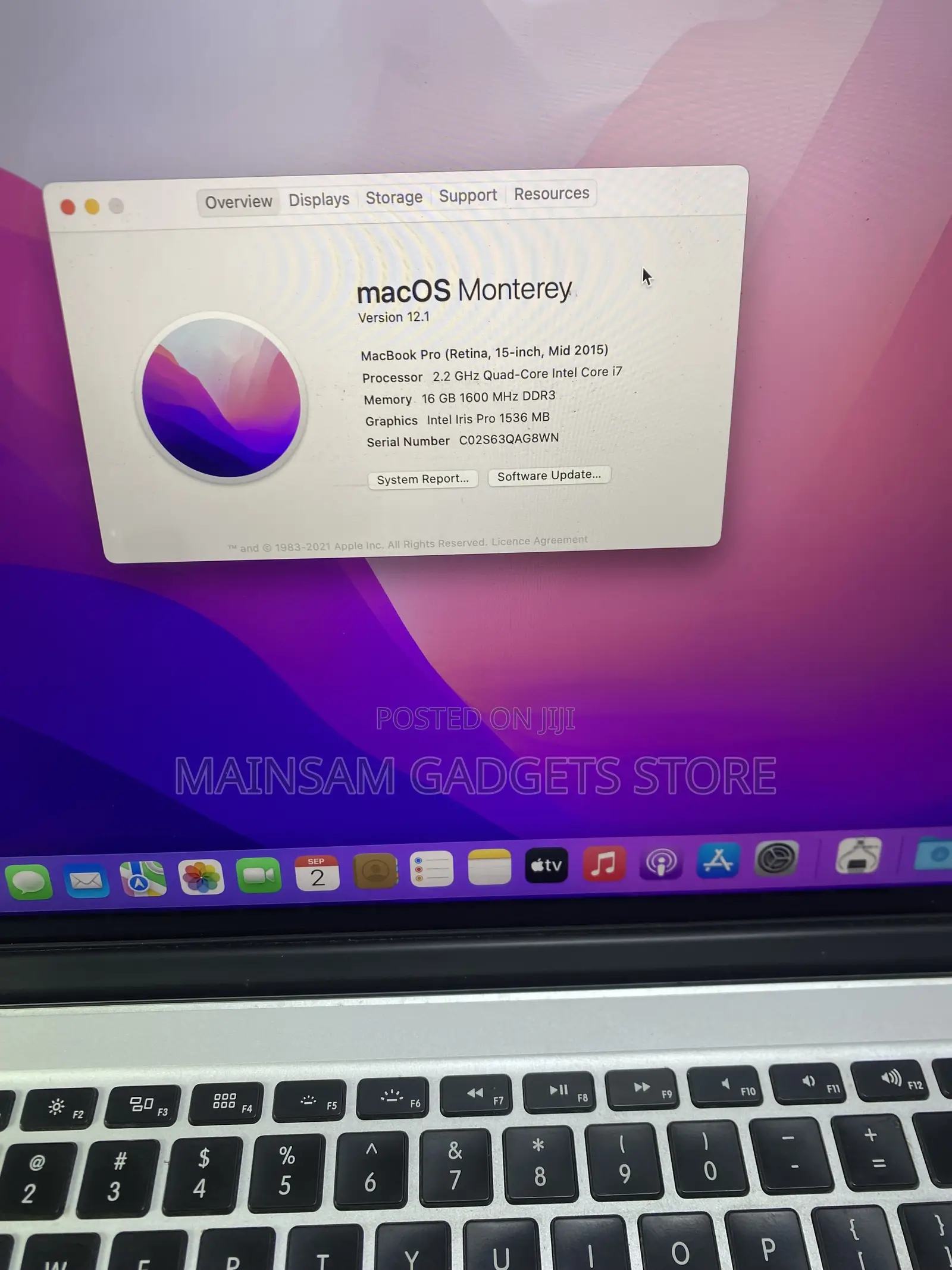 Laptop Apple MacBook Pro 2015 16GB Intel Core i7 SSD 512GB