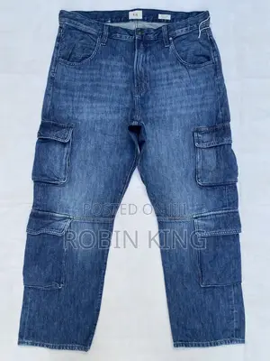 CANDA Blue Denim Jeans Combat Cargo Trousers Size W36 L43