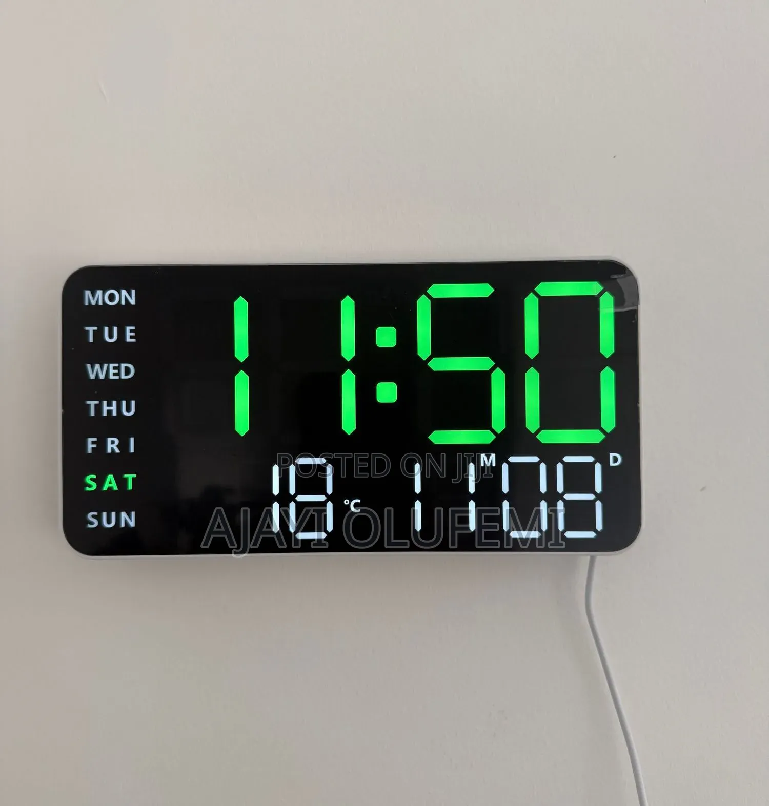 Digital Alarm / Temperature Wall Clock