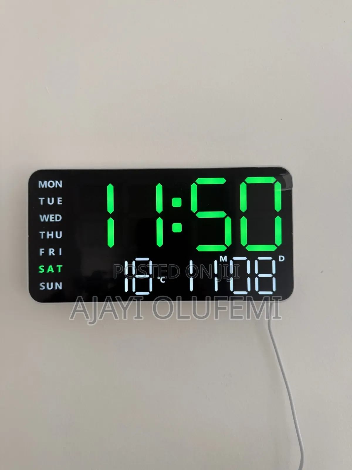 Digital Alarm / Temperature Wall Clock