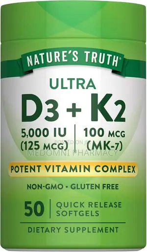 Nature's Truth Vitamin K2 MK7 Complex 100 MCG With D3 X 50mg Softgels