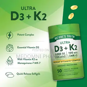 Nature's Truth Vitamin K2 MK7 Complex 100 MCG With D3 X 50mg Softgels