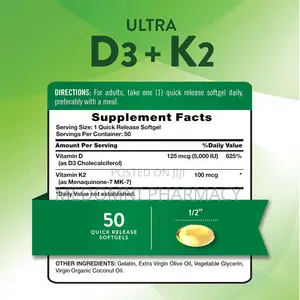 Nature's Truth Vitamin K2 MK7 Complex 100 MCG With D3 X 50mg Softgels
