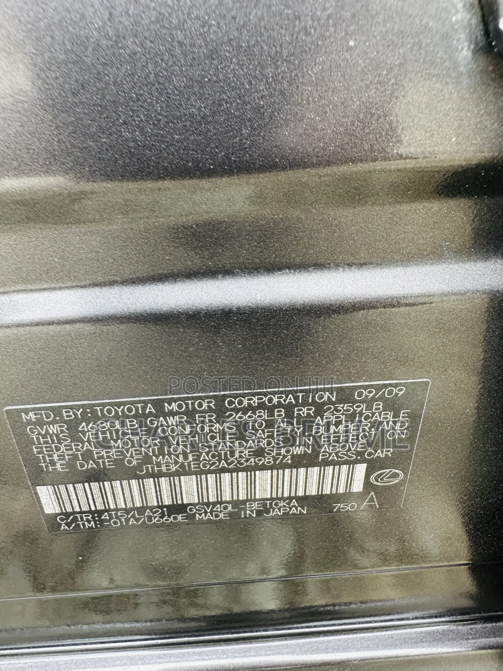 Lexus ES 350 2010 Gray