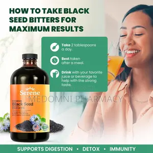 Serene Herbs Organic Black Seed Oil Bitters Liquid Tonic - 16 Fl Oz