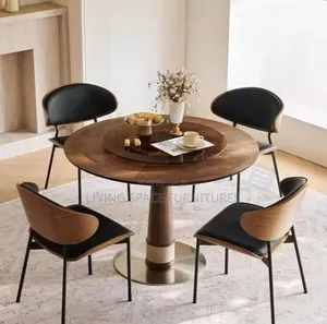 Pure Wooden Dining Table With 6 Chairs
