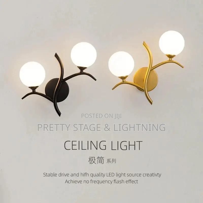 Nordic~style Double Globe Gold Wall Sconce