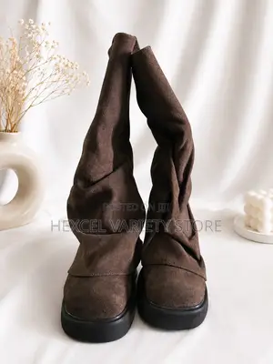 Luxury Brown Slouch High Boots for Ladies