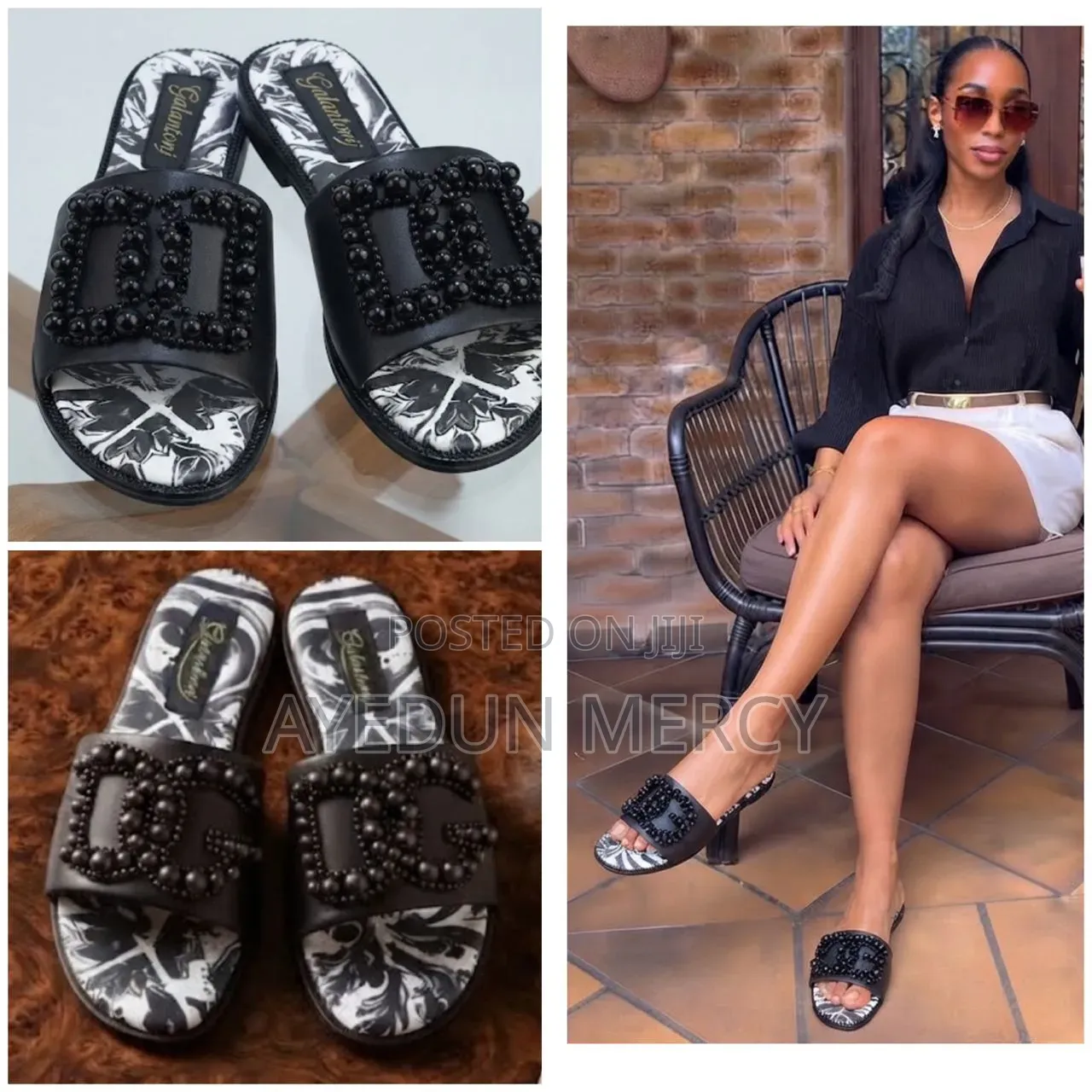 Beaded Flat Slippers