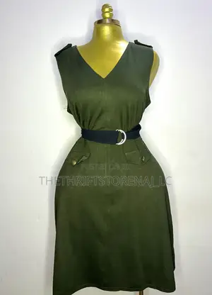 Olive Green Belted Dress