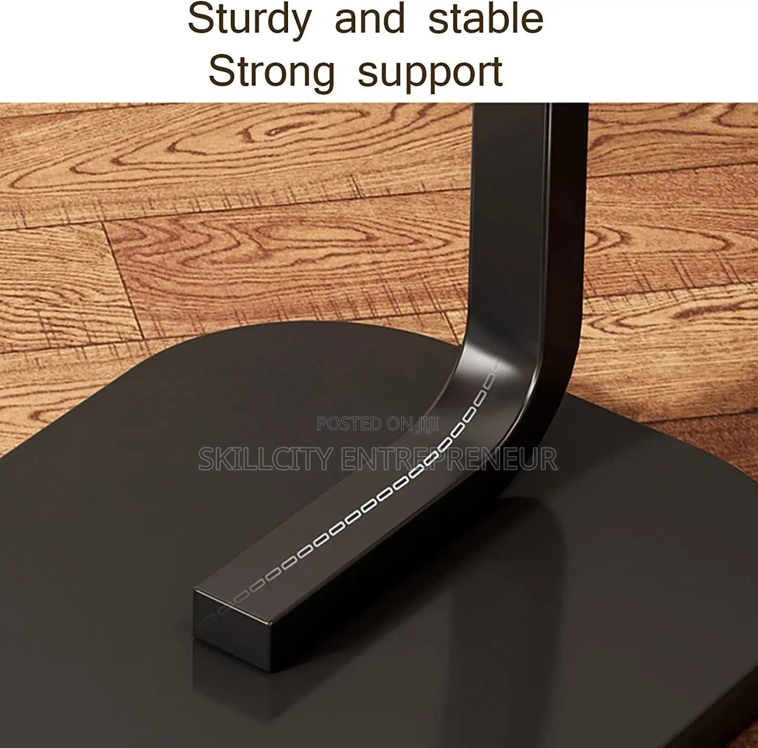 C-Shaped Compact Sofa Side End Table With an Oval Top