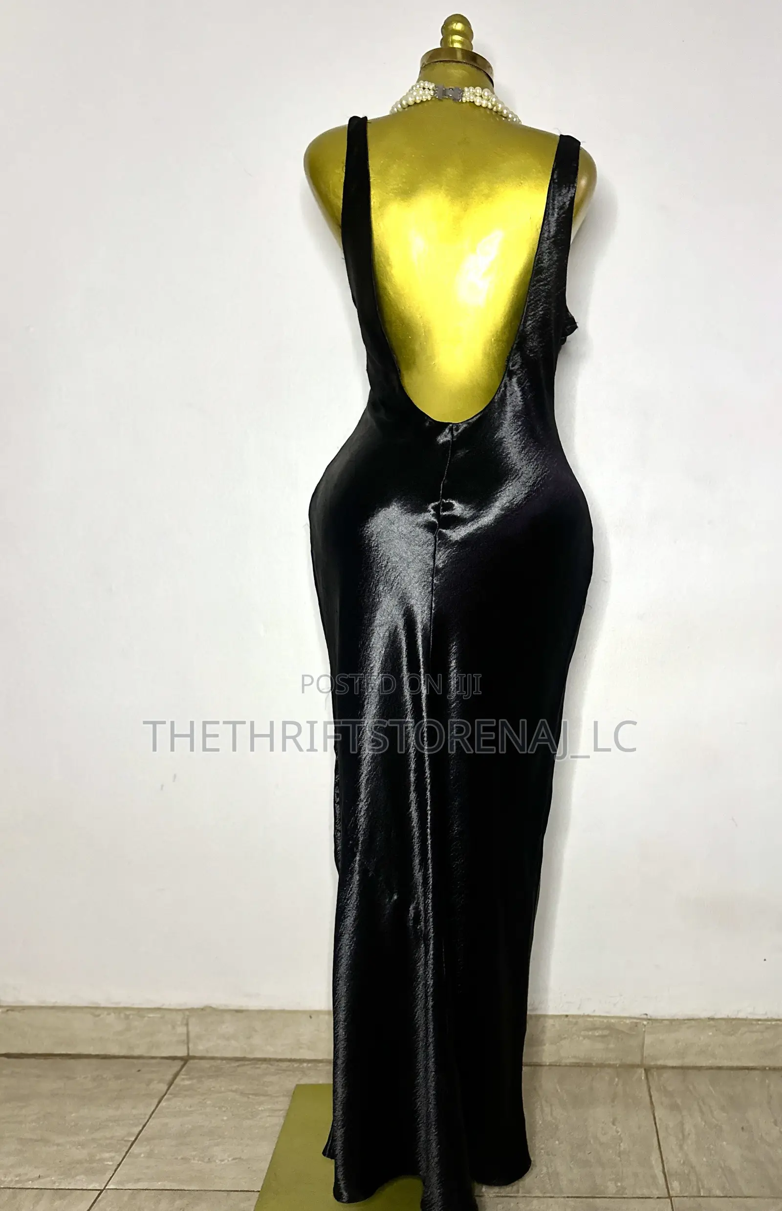 Black Satin Maxi Size 18