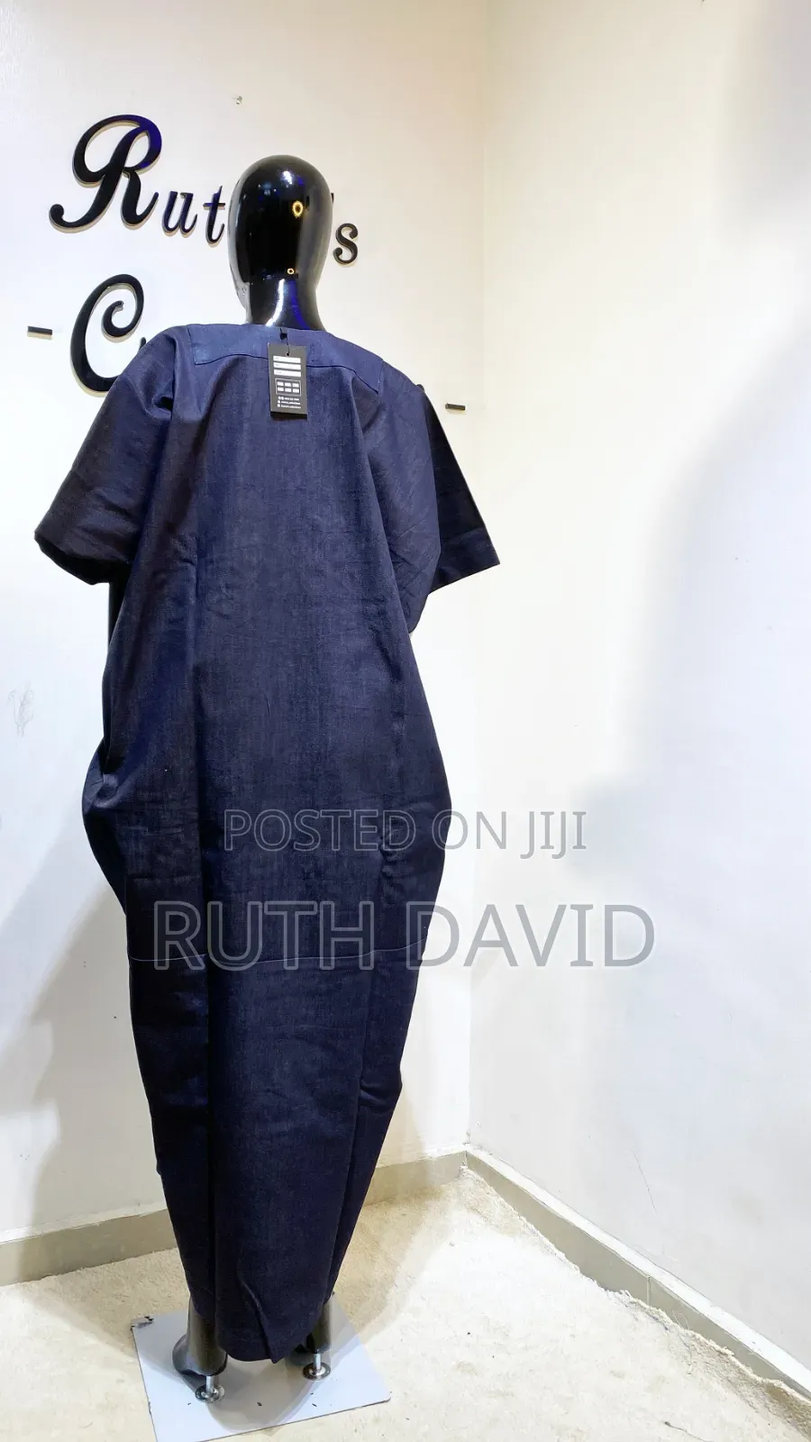 Navy Blue Light Weight Denim Bubu With Tassel