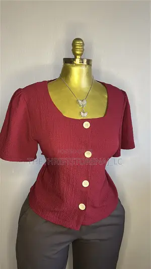 Burgundy Puff Sleeve Top Size 12