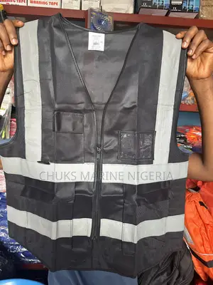 Black Reflective Vest Plain With Zip
