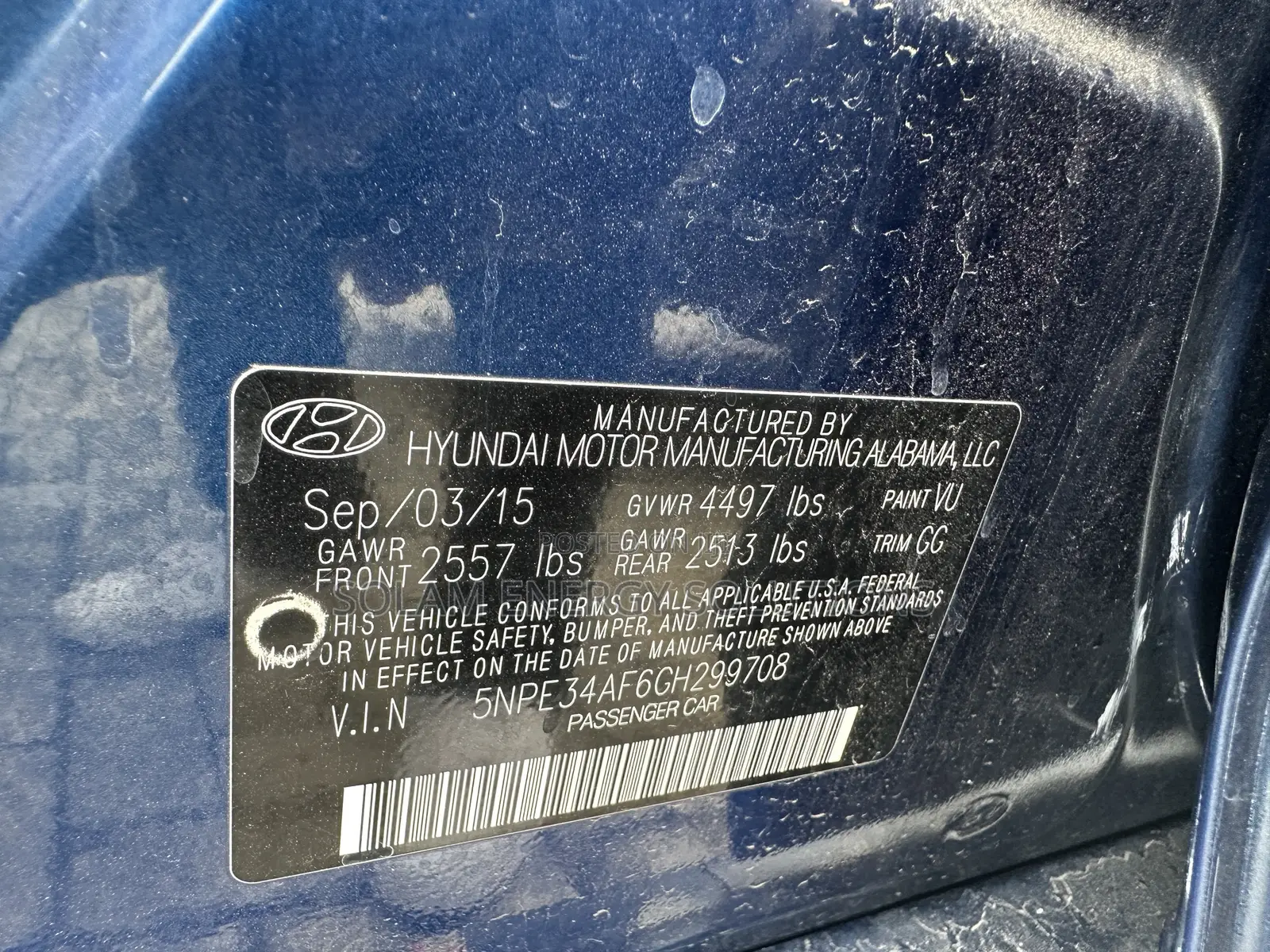 Hyundai Sonata 2015 Blue