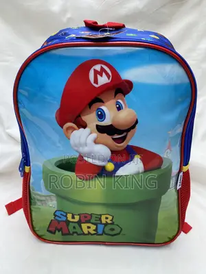 SUPER MARIO Kids Blue Backpack Bag Size Medium Age 3+