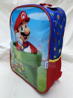 SUPER MARIO Kids Blue Backpack Bag Size Medium Age 3+