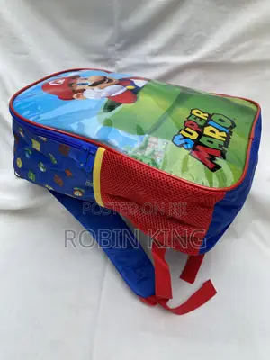 SUPER MARIO Kids Blue Backpack Bag Size Medium Age 3+