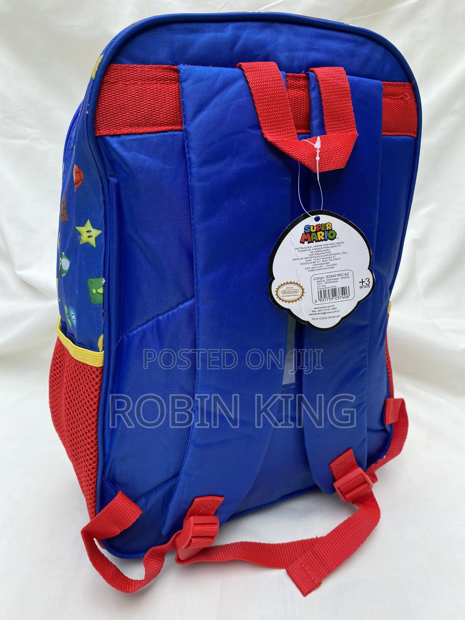 SUPER MARIO Kids Blue Backpack Bag Size Medium Age 3+