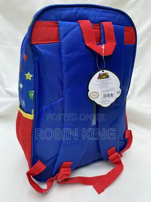 SUPER MARIO Kids Blue Backpack Bag Size Medium Age 3+