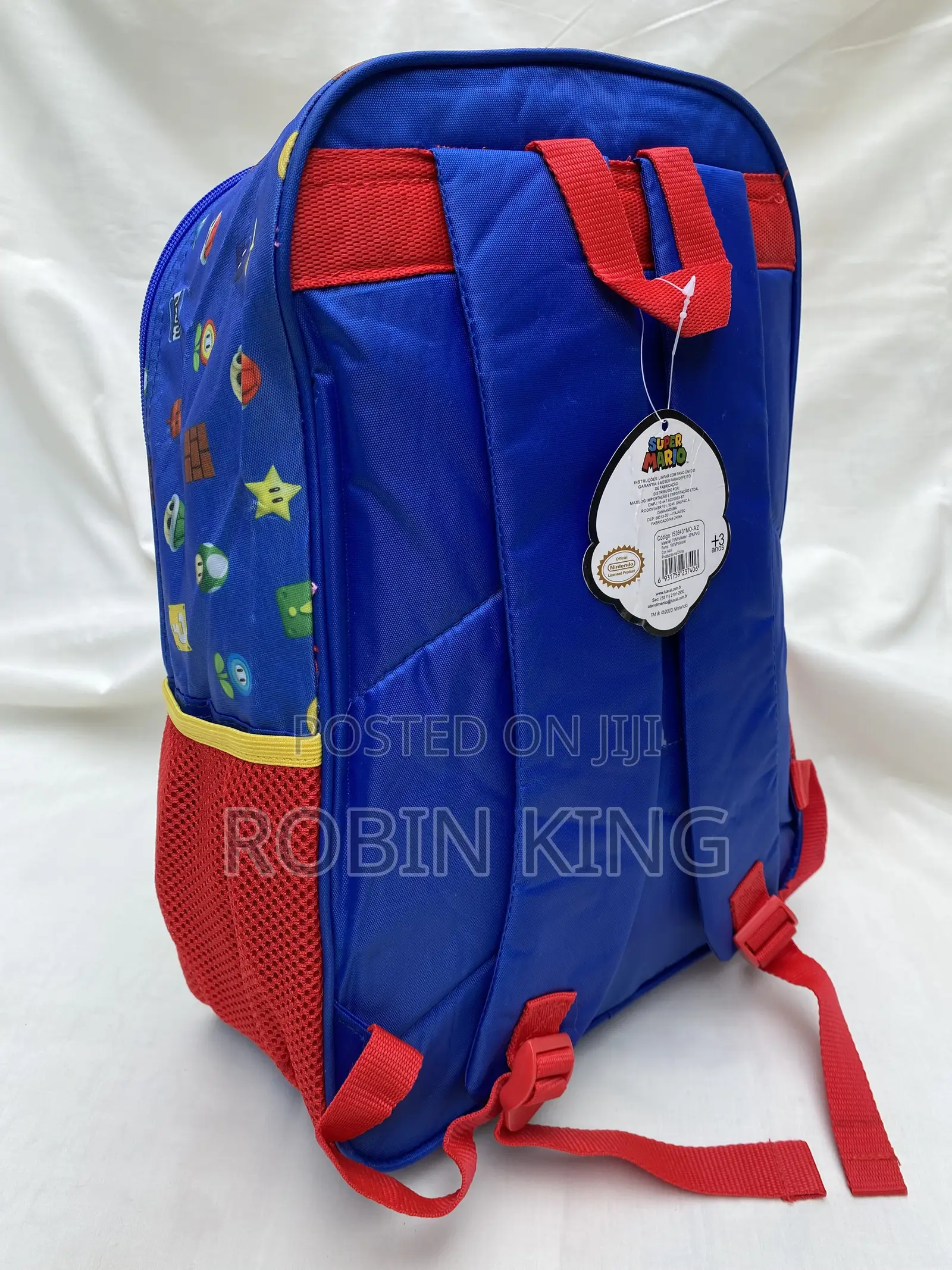 SUPER MARIO Kids Blue Backpack Bag Size Medium Age 3+
