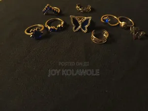 Trendy Knuckle Rings -  Gold , Blue Stone Color