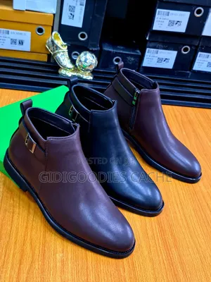 Men’s Leather Chelsea Buckle Boots Size 40-46