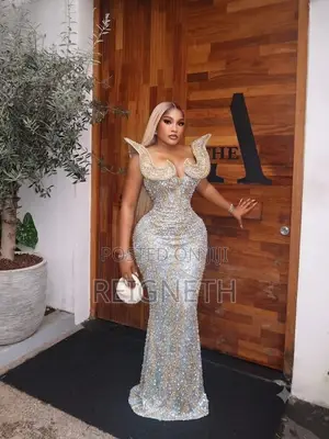 Luxury Gold and Silver Plated Rhinestones Dress