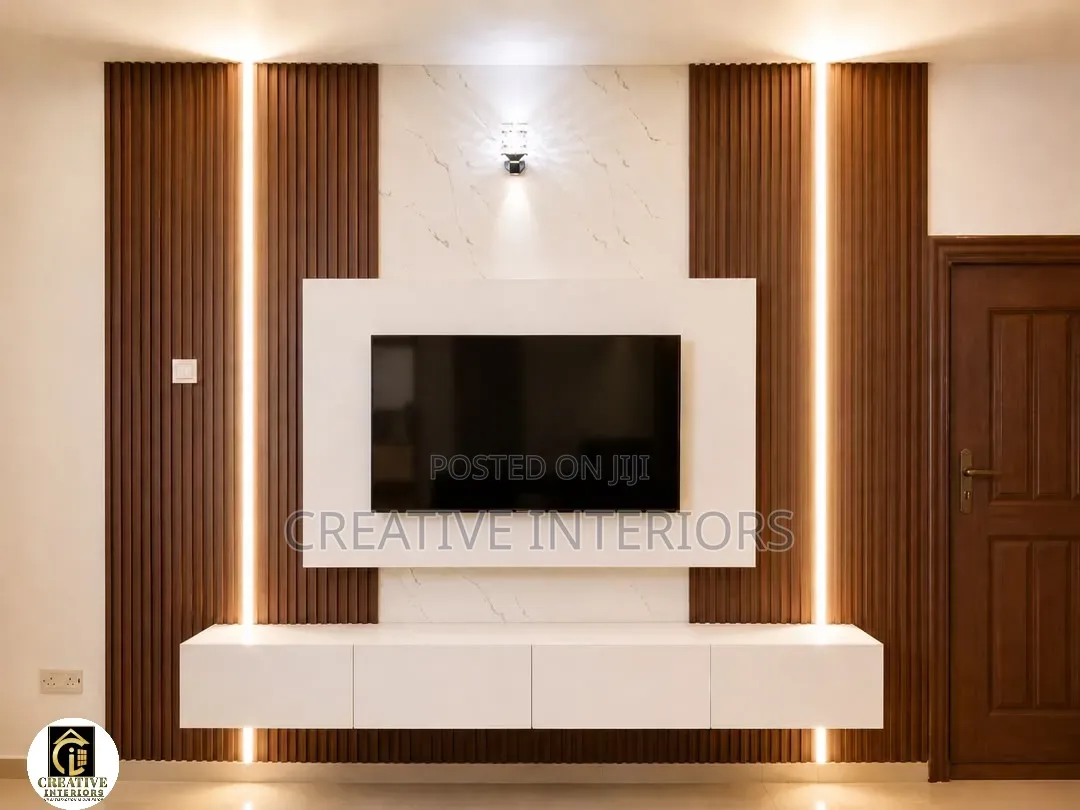 Brown Fluted TV Media Console