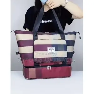 Large Capacity Foldable Stripe Travel Duffel Bag - Waterproof