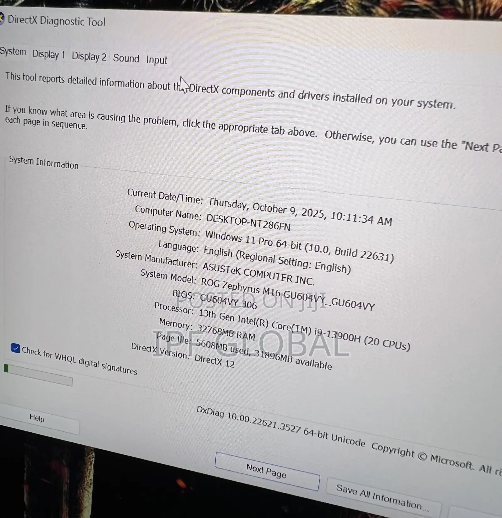 Laptop Asus ROG Zephyrus M16 32GB Intel Core i9 SSD 2T