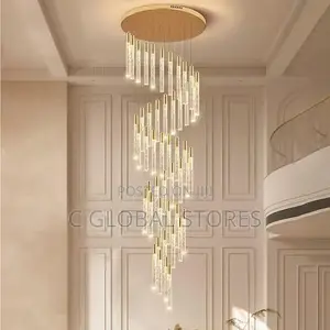 Gold Crystal Staircase Chandelier