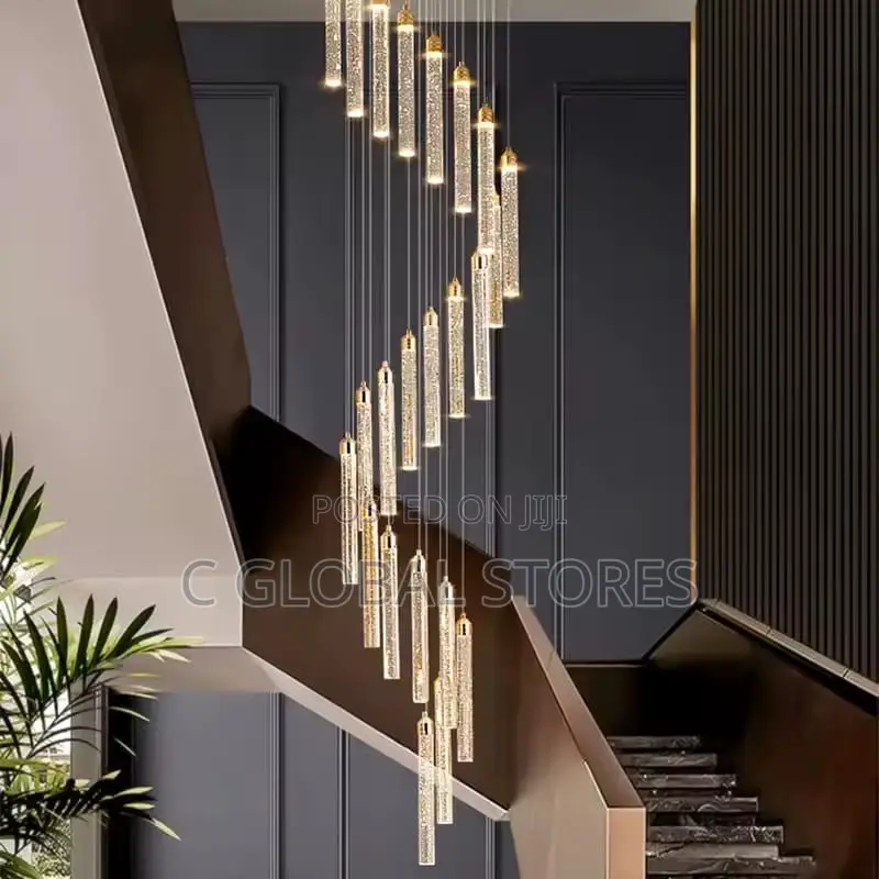 Gold Crystal Staircase Chandelier