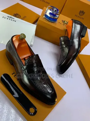 Tuxvani Black Penny Loafer Dress Shoes