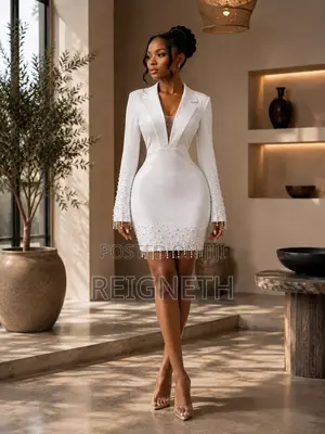 Luxury Beaded Blazers Longsleeved Dress