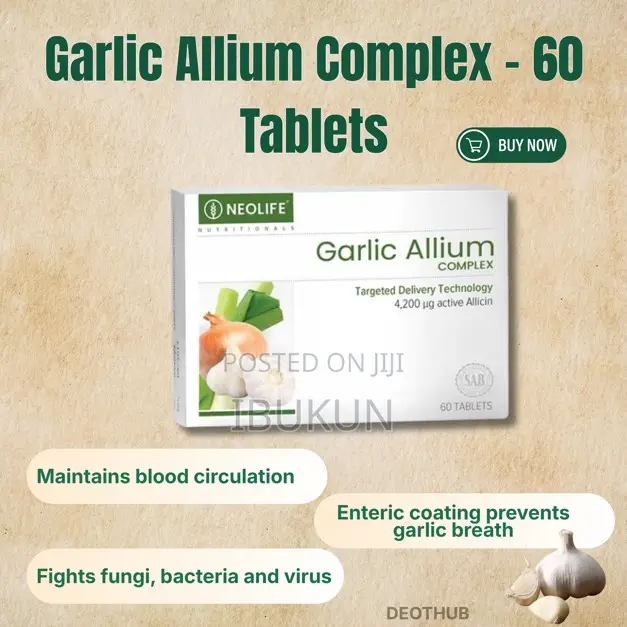 Garlic Allium Complex - 60 Tablets Healthy Blood Circulation Pressure
