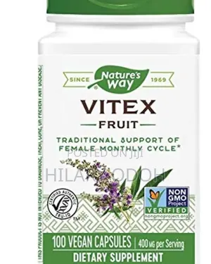 Natures Way Vitex Fruit 400 Milligrams, 100 Vegetarian Capsules.