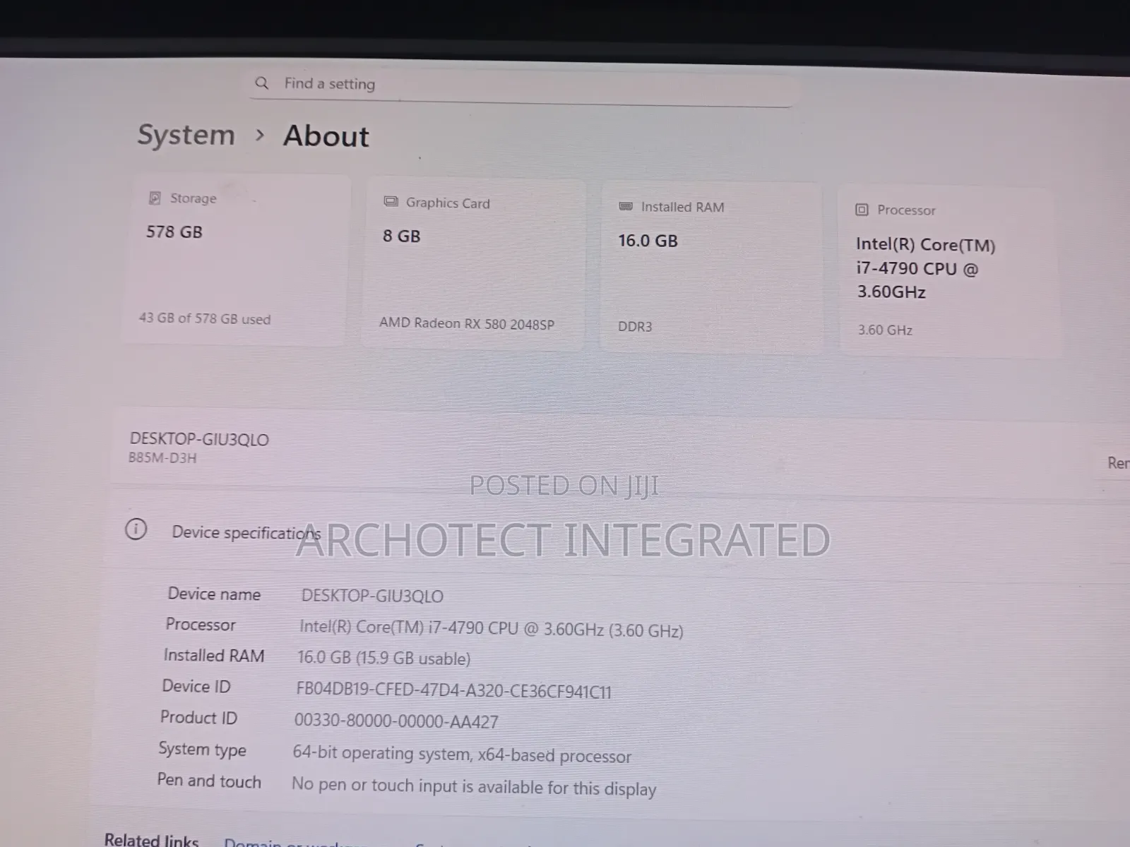 Desktop Computer 16GB Intel Core i7 HDD+SSD 640GB