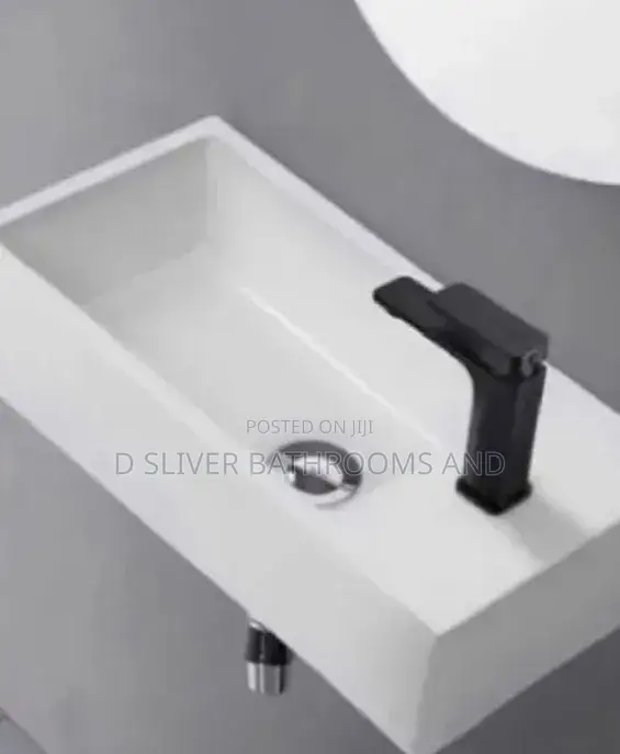 Modern Wall Hung Washing Hand Basin, White