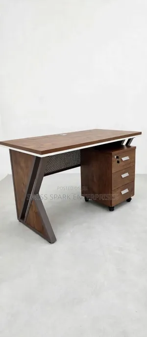 Modern Executive Office Desk With Mobile Drawer -v-Leg Design