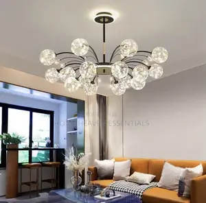 Luxury Glass Ball LED Chandelier Black Gold